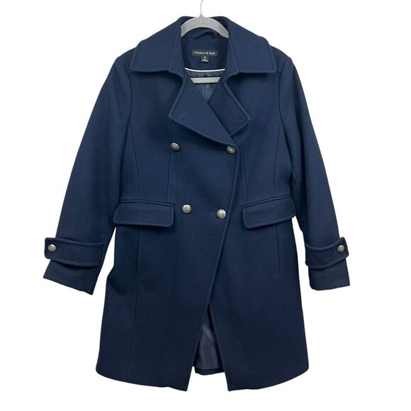 Preston & York Womens Wool Blend Coat Double Breasted Pockets Navy Size 10‎ - Picture 1 of 5